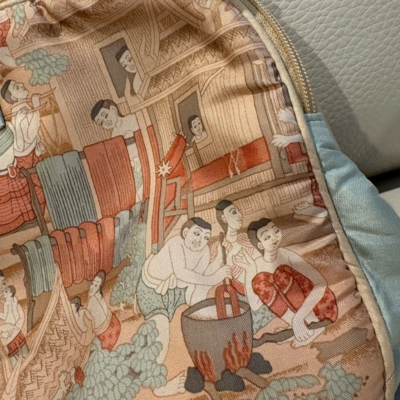 Jim Thompson Gorgeous Silk Leather Cosmetics Travel Bag Zip Closure - Picture 2 of 11